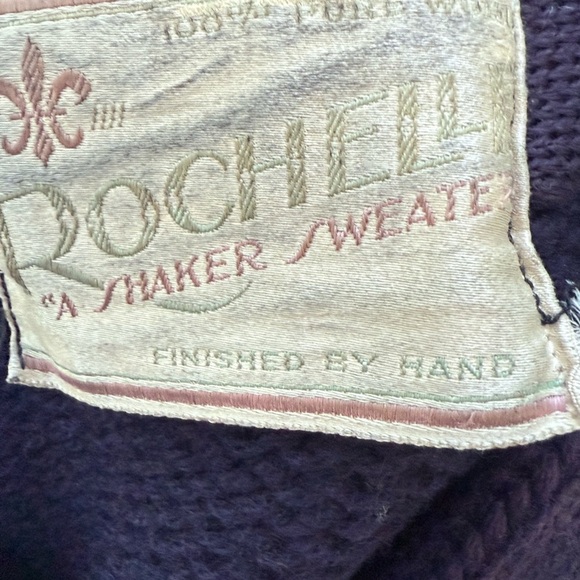 Vintage RochellI Men’s Sweater 100% Wool Hand Finished Navy Blue Unisex S-M - Picture 5 of 9